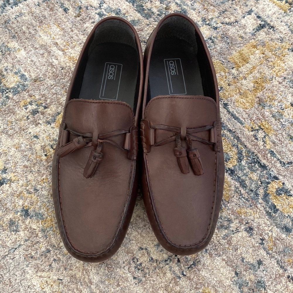 ASOS driving shoes in brown soft leather- never worn